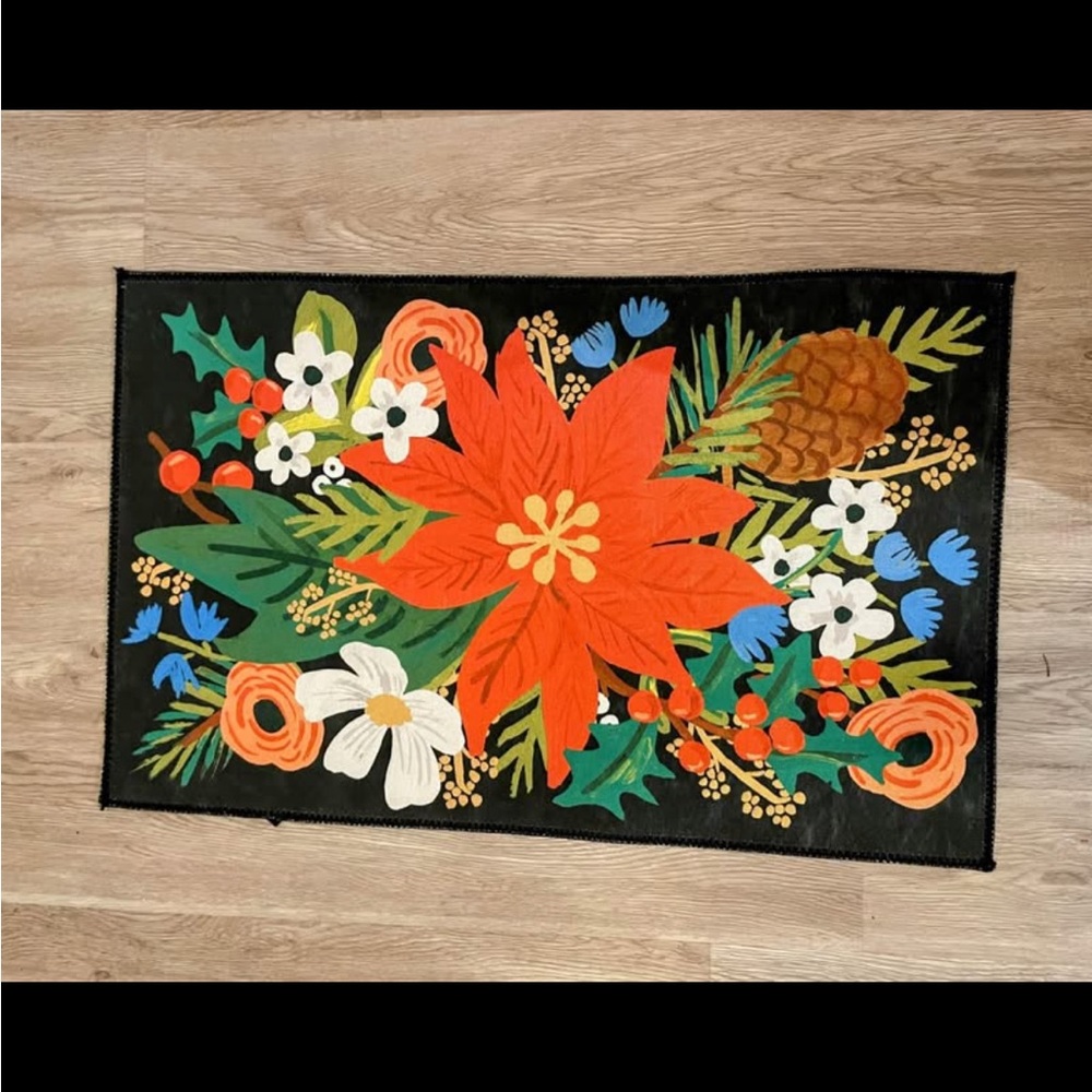 NEW Rifle Paper Co. Poinsettia Christmas mat